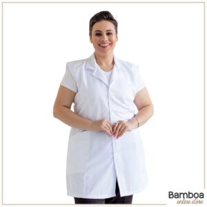 Jaleco Gabardine Branco - Sem Manga