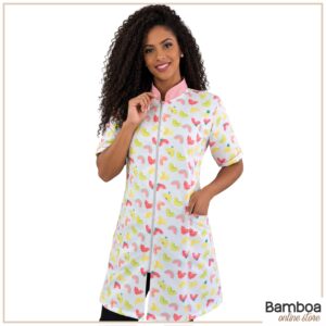 Jaleco Gabardine Manga Curta - Estampa Mix Frutas