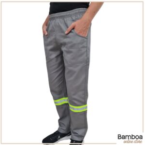 Calça De Brim Pesado com Faixa Refletiva Verde Fluorescente