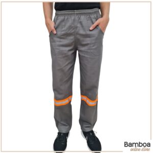 Calça De Brim Pesado com Faixa Refletiva Laranja Fluorescente