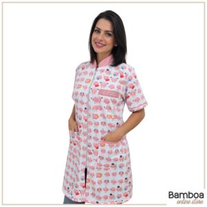 Jaleco Gabardine Manga Curta - Estampa Cérebros