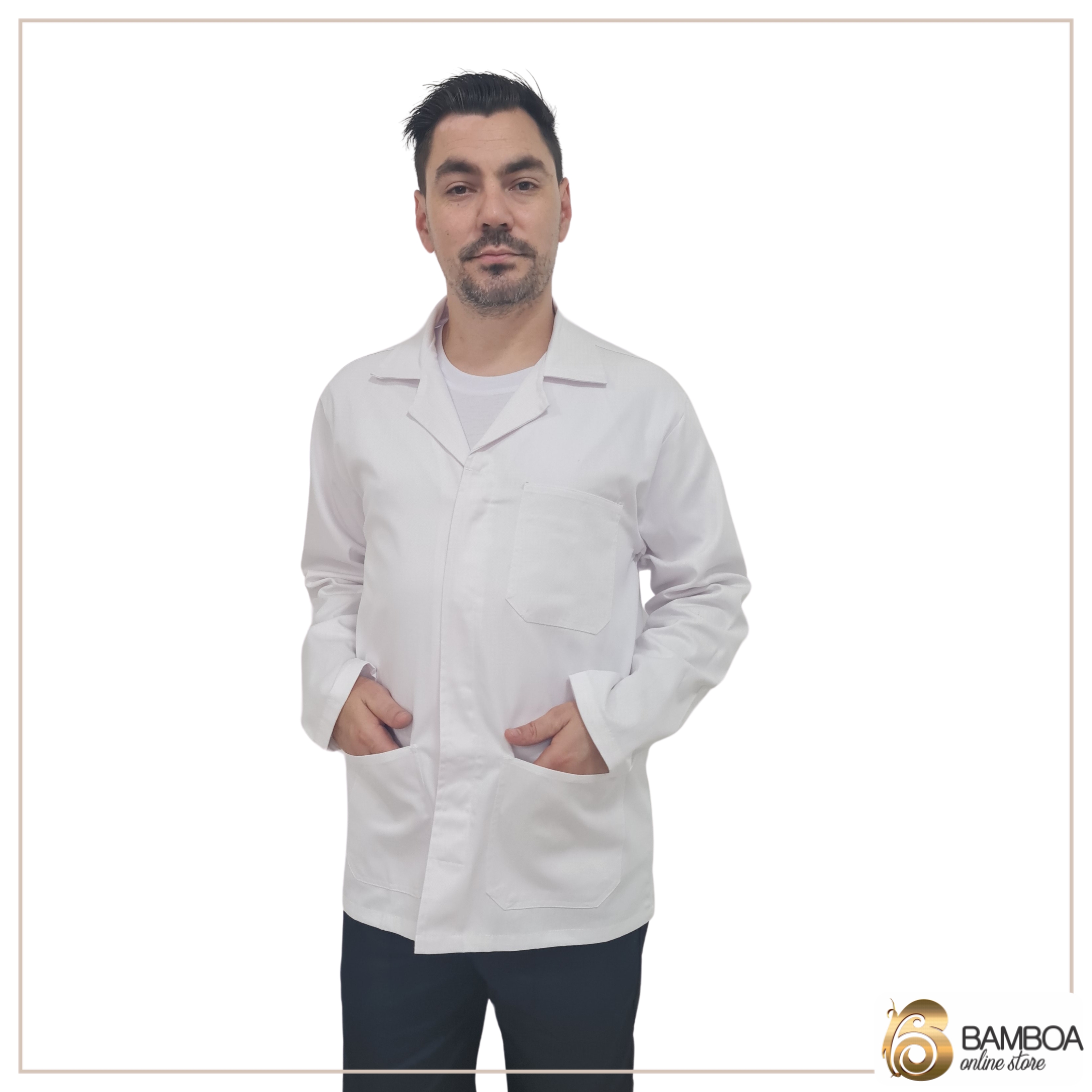 Jaleco Manga Longa Brim Operacional Uniforme Profissional Branco