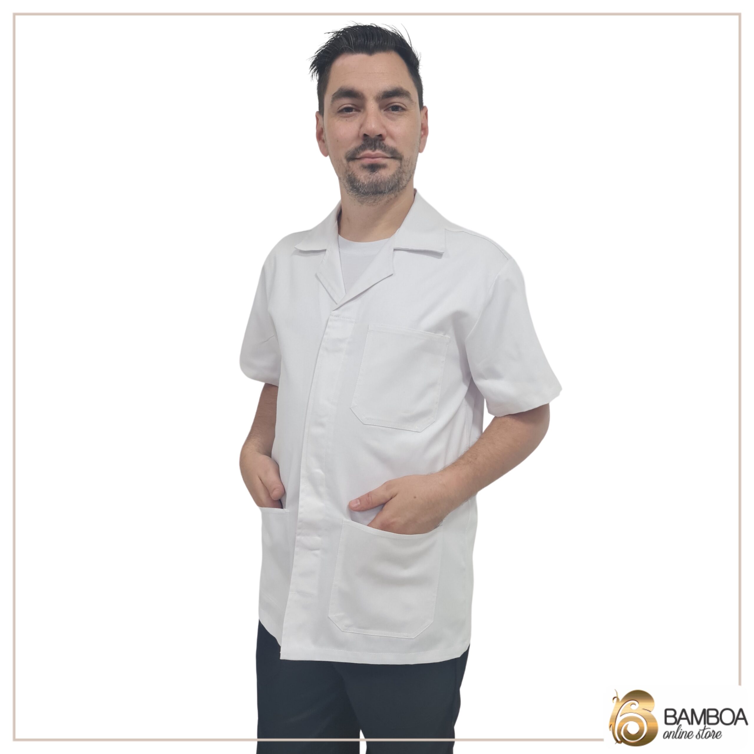 Jaleco Manga Curta Brim Operacional Uniforme Profissional Branco