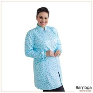 Jaleco Gabardine - Estampa Patinhas Verde Tiffany