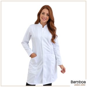 Jaleco Gabardine Branco - Com Botão
